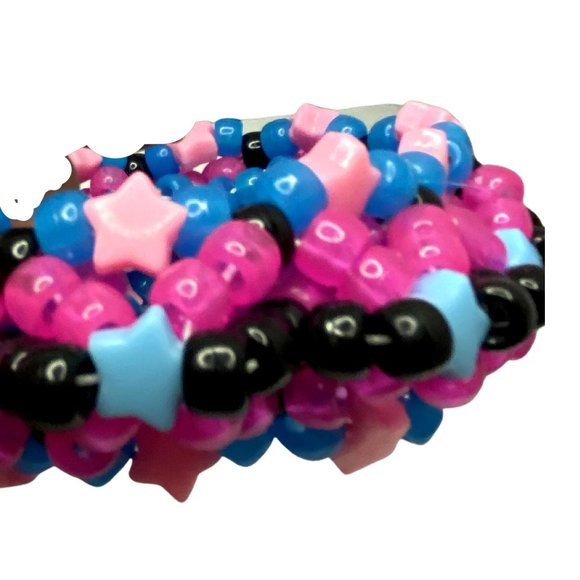 Super Nova 3d Kandi Cuff/Glow-in-Dark Pink-Blue/Light Blue-Light Pink  12 Inches - Picture 5 of 8